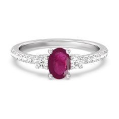 Oval Ruby and 1/3ctw Lab Grown Diamond White Gold Ring