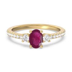 Oval Ruby and 1/3ctw Lab Grown Diamond Yellow Gold Ring
