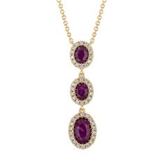 Oval Ruby and 1/6ctw Diamond Yellow Gold Pendant Necklace - Watercolor Collection