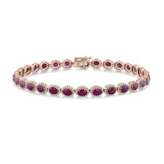Oval Ruby and 2ctw Diamond Rose Gold Tennis Bracelet - Watercolor Collection