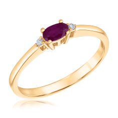 Oval Ruby and Diamond Accent Yellow Gold Ring
