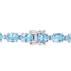 Oval Sky Blue Topaz Sterling Silver Bracelet