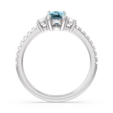 Oval Swiss Blue Topaz and 1/3ctw Lab Grown Diamond White Gold Ring