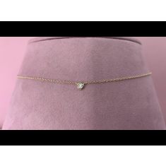 Shy Creation 1/20ct Round Diamond Bezel Yellow Gold Necklace