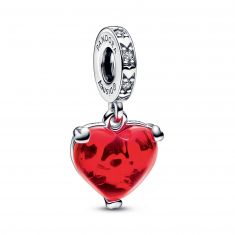 Pandora - Disney, Mickey & Minnie Mouse Kiss Red Murano Glass Dangle Charm