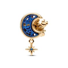 Pandora - Disney, Mickey Mouse & Minnie Mouse Crescent Moon Gold-Plated Charm