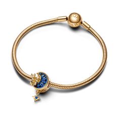 Pandora - Disney, Mickey Mouse & Minnie Mouse Crescent Moon Gold-Plated Charm