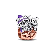 Pandora - Disney, Mickey Mouse & Minnie Mouse Halloween Pumpkin Charm | Rose Gold-Plated