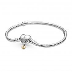 Pandora Moments Entwined Infinite Hearts Clasp Bangle Bracelet