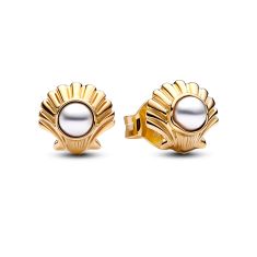 Pandora - Disney, The Little Mermaid Seashell Stud Earrings | Gold-Plated