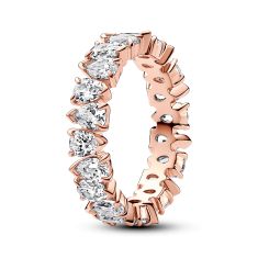 Pandora Alternating Sparkling Rose Gold-Plated Band Ring