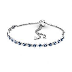 Pandora Blue and Clear Sparkle Slider Bolo Bracelet