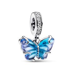 Pandora Blue Murano Glass Butterfly Dangle Charm
