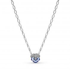 Pandora Blue Pansy Flower Pendant Necklace REEDS Jewelers
