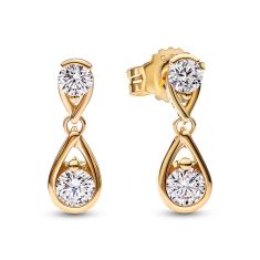 Pandora Brilliance Double Lab-Created 0.50ctw Diamond Yellow Gold Drop Earrings