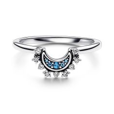 Pandora Celestial Blue Sparkling Moon Ring