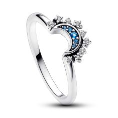 Pandora Celestial Blue Sparkling Moon Ring