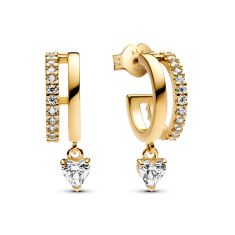Pandora Dangling Heart Gold-Plated Hoop Earrings