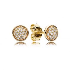 Pandora Gold Dazzling Droplets Stud Earrings Clear Cubic Zirconia