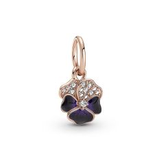 Pandora Deep Purple Pansy Flower Dangle Charm, Rose Gold-Plated