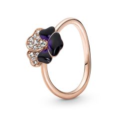Pandora Deep Purple Pansy Flower Ring, Rose Gold-Plated