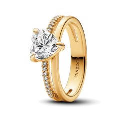 Pandora Double Band Heart Gold-Plated Ring