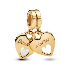 image of Pandora Double Heart Split Gold-Plated Dangle Charm with sku:20474284