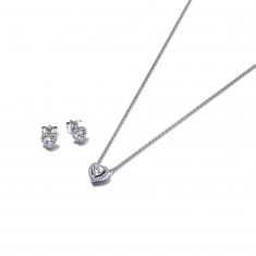 Pandora Elevated Heart Necklace and Earrings Gift Set