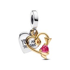 image of Pandora Engravable Heart & Arrow Double Gold-Plated Dangle Charm with sku:20516928