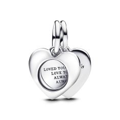 Pandora Engravable Heart Magnifying Glass Double Dangle Charm