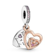 Pandora Entwined Infinite Hearts Double Dangle Charm, Rose Gold-Plated