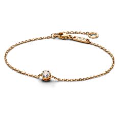 Pandora Era Bezel 0.15ctw Lab-Grown Diamond 14k Yellow Gold Chain Bracelet | 7.1 Inches