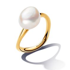 Pandora Essence Baroque Treated Freshwater Cultured Pearl Gold-Plated Ring