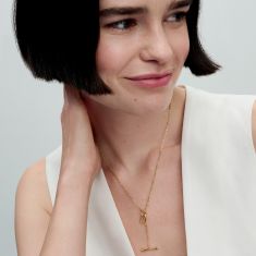 Pandora Essence Organically Shaped Circles Gold-Plated T-bar Necklace