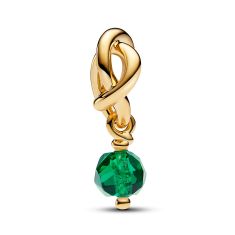Pandora Faceted Green Eternity Circle Gold-Plated Dangle Charm