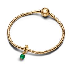 Pandora Faceted Green Eternity Circle Gold-Plated Dangle Charm