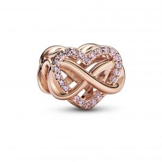 Sparkling Levelled Heart Charm, Rose gold plated