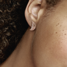 Pandora Floating Curved Feather Stud Earrings | Rose Gold-Plated