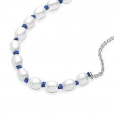 Pandora Freshwater Cultured Pearl Blue Cord Chain Bracelet