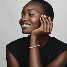 Pandora Freshwater Cultured Pearl Blue Cord Chain Bracelet