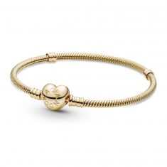 Pandora Gold Moments Heart Clasp Snake Chain Bracelet