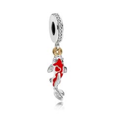 ATHENAIE 925 Sterling Silver Red Enamel Chinese Good Luck Carp Fish Charm  for Bracelet