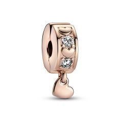 Pandora Infinite Hearts Sparkling Dangling Clip Charm, Rose Gold-Plated