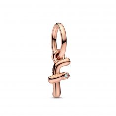 Pandora Letter F Script Alphabet Dangle Charm | Rose Gold-Plated
