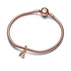 Final Sale - Pandora Letter N Script Alphabet Dangle Charm | Rose Gold-Plated