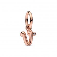 Pandora Letter V Script Alphabet Dangle Charm | Rose Gold-Plated