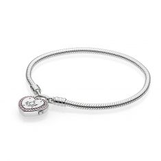 Pandora Lock Your Promise Bracelet Fancy Fuchsia Pink Clear