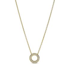Pandora Logo Pavé Circle Collier Necklace, Gold-Plated