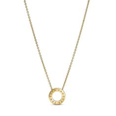 Pandora Logo Pavé Circle Collier Necklace, Gold-Plated