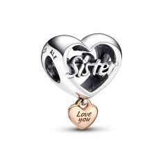 Pandora Two-Tone Openwork Mom & Heart Charm | Rose Gold